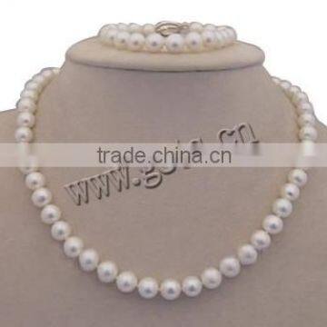 Natural Freshwater Pearl Jewelry Sets, bracelet & necklace, 8-9mm,