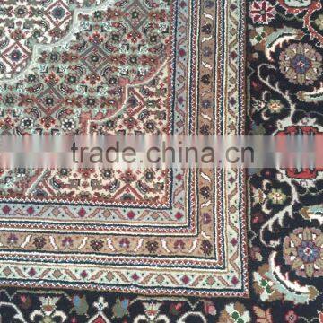 Black-Black Mahi Tabriz Woolen and Silk Carpet photo-3