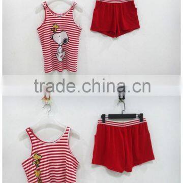 Leisure cute snoopy dog stripe harness pajamas woman