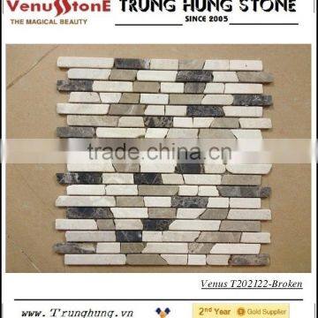 Multicolor Broken Edge Tumbled Marble Mosaic Tiles