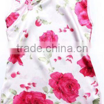 hot sale girl silk cheongsam in summer with flower style