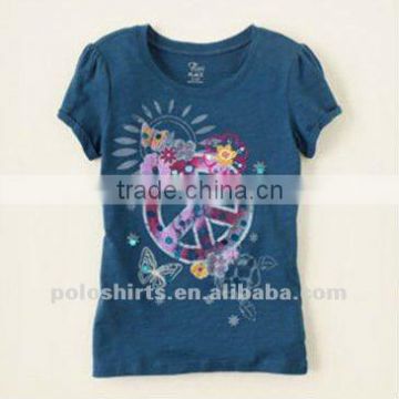 Gilr's long sleeve cotton t shirts embroidery