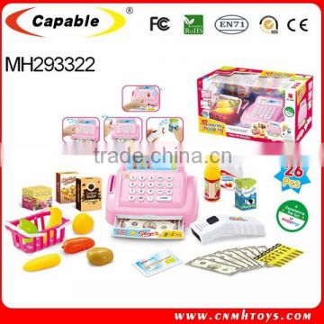 Kid pretend play electronic toy cash register set mini kids play cash register with light and sound