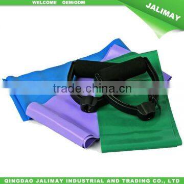 Colorful flat latex resistance bands with adjustable handles