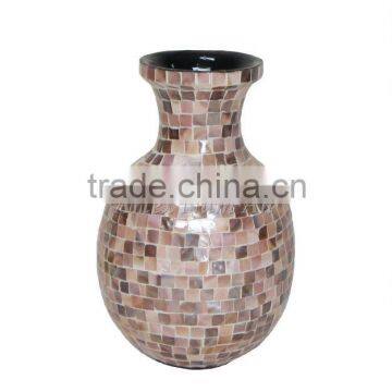 Decorative mother of pearl vase gift from natural material