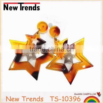 Newest tortoise shell star shaped earring 2016