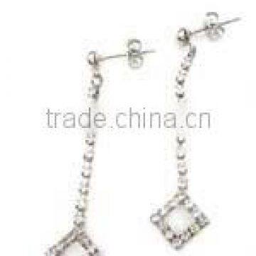 Fashion silver brass ball chain with weld claw diamond drop earrings ,decorated with crystal,Customized Colors or LOGO and OEM d