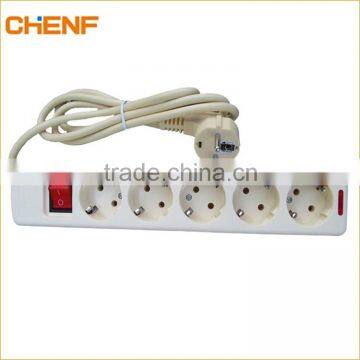 High quality CE German standard socket approval 5 Way Euro 15A schuko plug socket with switch