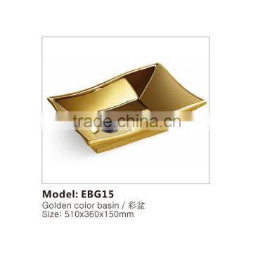 Golden Color Ceramic Square Vessel Sink EBG15