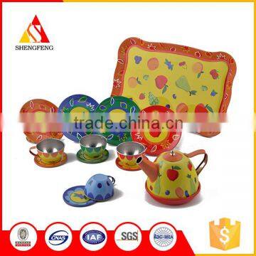 Beautiful colors tray and cup stainless tea toy set