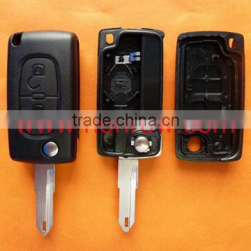 Remote Key Fob Case 2 button Peugeot 206/NE73 blade with Battery Place car key Modified Flip Folding Shell Blank Case Cover