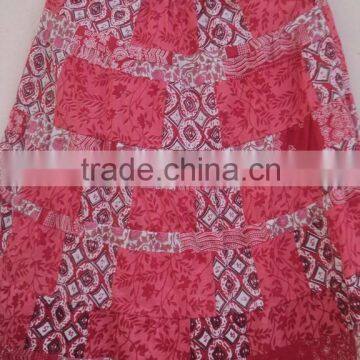 pictures of long skirts and tops / long skirts for women / India pink color screen printed skirts cotton fabric