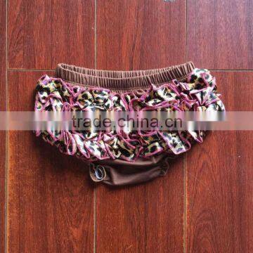 Chocolate satin ruffle kids diaper cover baby girl ruffle bloomer wholesale wholesale knit ruffle pants