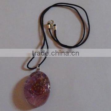 Amethyst Orgone Ovel Pendent With Cord : Wholesale Gemstone Amethyst Orgone Ovel Pendent