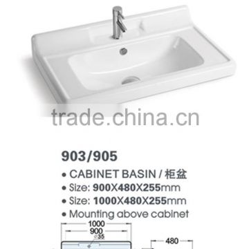 FOSHAN LELIN ceramic L900mm cabinet basin middle size vanities top bathroom basin of LT-048