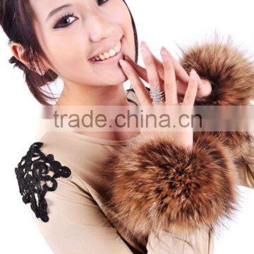 Fashion Girls Genuine Raccoon Fur Cuff for Wrist Arm Warmer