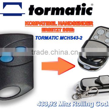 For TORMATIC MCHS43-2 universal remote control replacement 433,92mhz Rolling code