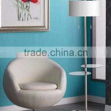 1024-21 Two Glass Trays a Brushed Nickel Finish Functional and Stylish Concierge Double Tray Floor Lamp With USB photo-2