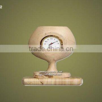 Marble Wine Glass Desk Clock
