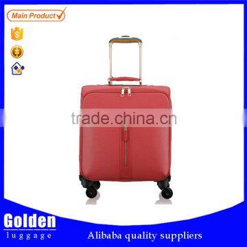 China alibaba New PU trolley bag high quality PU leather luggage trolley bag 4 wheels 16inch trolley bag