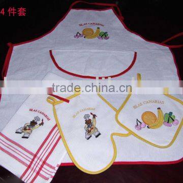 New kitchen sets 4pc towel gloves apron 4pc kitchen set