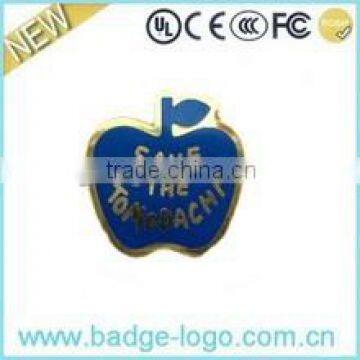 custom apple shape metal badge