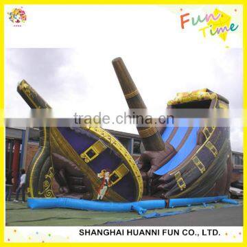 Pirate ship inflatable slide combo /dry slide/ water slide for park party