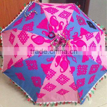 New Spring summer collection Vintage Banjara Fabric Pink Parasol Traditional Indian Embroidered small umbrella/parasol