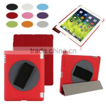 360 degree rotation hot sales handheld leather case for ipad 2 3 4