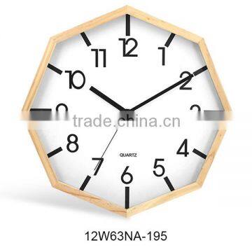 12 inch simple style wooden polygonal wall clock home decoration (12W63NA-195)