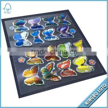 Factory Price Beautiful Butterfly 3D Custom Hologram Sticker, Holographic Laser Sticker, Reflective Anti Radar Sticker