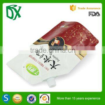 Hot sale inflatable spout pouch beverage bags with spout and cap