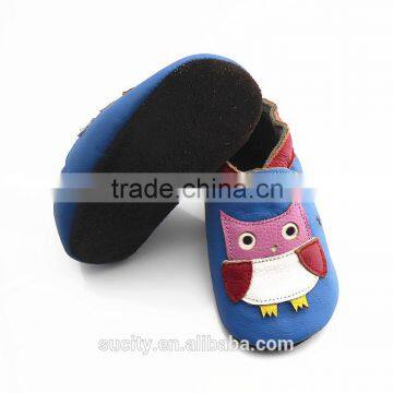 Owl Blue Leather Baby Toddler Boys Shoes