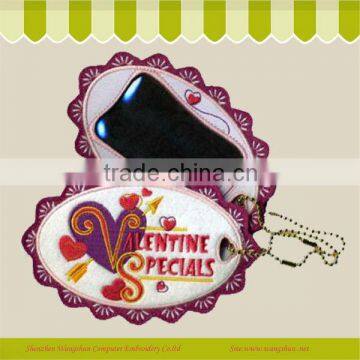 High Quality Machine Kawaii Logo Embroidery Key Chain For Girl