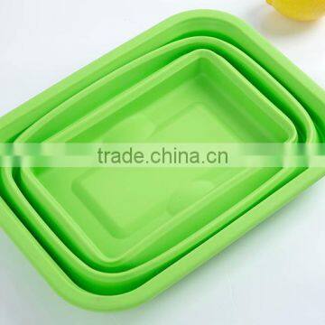 Outdoor Large Capacity Easy Take Storage Silicone Folded Camping Fruit Vegetable Basin Outdoor Folding Basin Cutlery photo-5