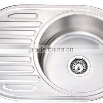 Yacht,Boat,Train and Public Mobile Toilet Used Stainless Steel Washing Basin Kitchen Sink Round Shape with Drain Board GR-Y520