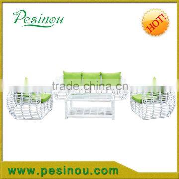 Pesinou Hot sell white PE rattan outdoor garden rattan sofa