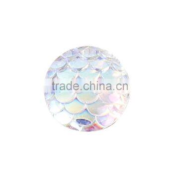 Stock! 12mm ab Color Fish Scale Beads Flatback Resin Rhinestone Popular Round Fish Cabochon Embellishment For DIY Craft photo-2