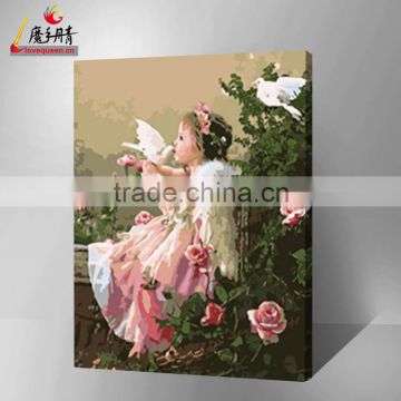 Hot sale photo Lovely angel canvas oil painting by numbers diy for the decor home in china yiwu