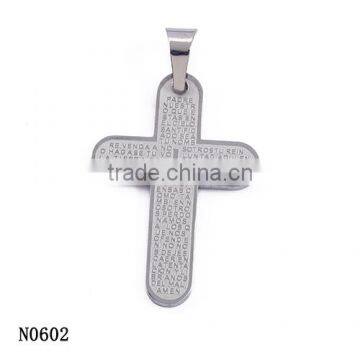 Touchlove new arrival engraved cross custom stainless steel pendant necklace