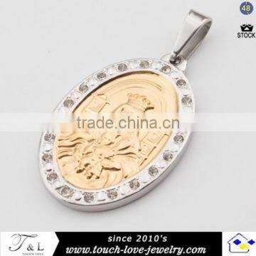 stainless steel pendant gold plated with Mother of Gold pendant