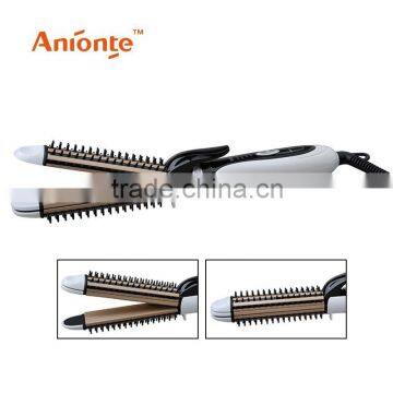 3 in1 hair straightener with on/off switch straightening plates,crimping plates,curler/3 in1 hair curler