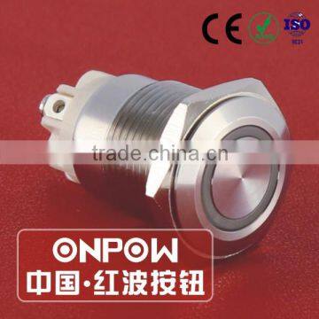 30 Years Industry Leader ONPOW Metal Push Button Switch GQ16F-10E/L/S Dia. 16mm ring illuminated CE ROHS