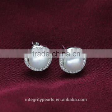 Shinning New Design Zircon 925 Sterling Silver Natural Pearl Wedding Jewelry Bridal Set photo-2