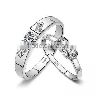 HDS018 cubic zironia fashion design 925 sterling sliver love ring for couples