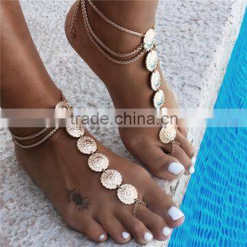 Fashion foot chain carving disc barefoot sandals