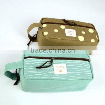 Clear Customizable Fasion Stationary Large Two Zipper Canvas Pencil Case With Compartments for Teenagers photo-2