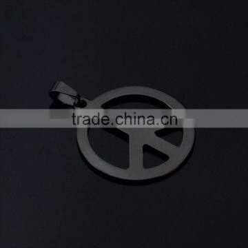 Fashion Stainless Steel Jeweley Peace Sign Pendant , Black Round Circle Airplane Pendant Necklace photo-4