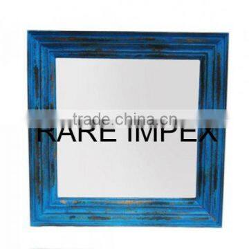 Distressed Finish Wood Blue Mirror Frames