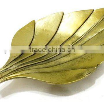 Elegant Hand made Leaf Tray Golden, Decorative Leaf Tray, Designer Leaf Fruit Tray